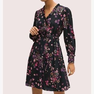Kate Spade Bora Flora Fit and Flare Long Sleeve Dress